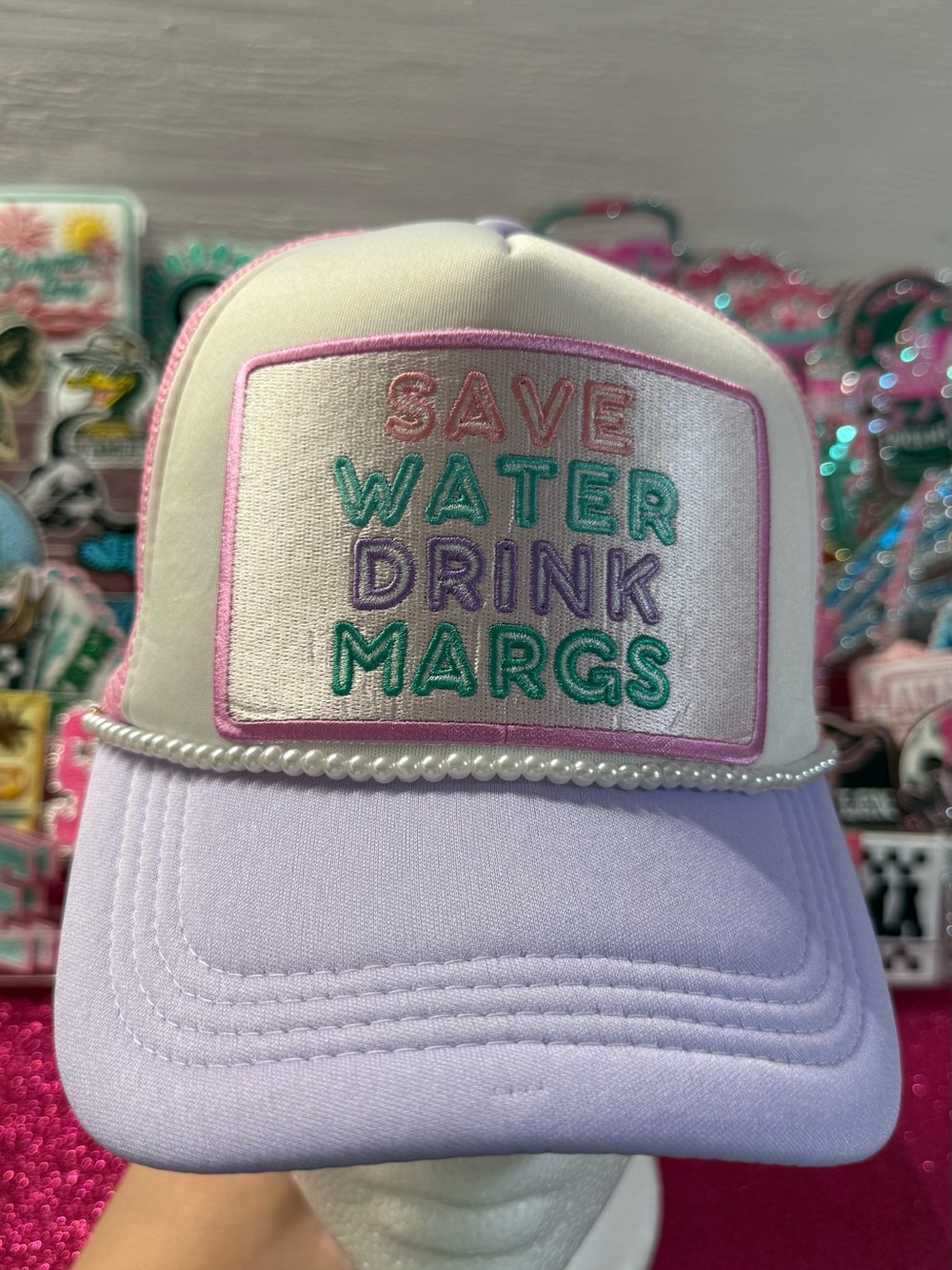 OTTO Cream and Lavender "Save Water Drink Margs" Trucker Hat